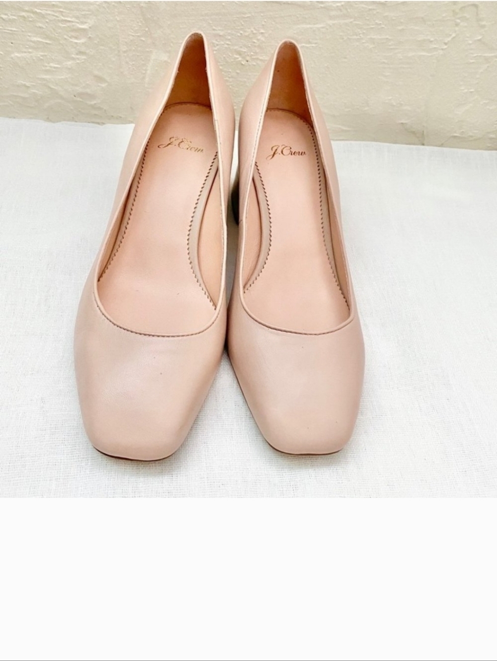 J. Crew Nude Blush Leather Block Heel Pumps - Picture 12 of 15